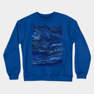 Navy Blue & Faux Gold Marble Acrylic Abstraction Crewneck Sweatshirt